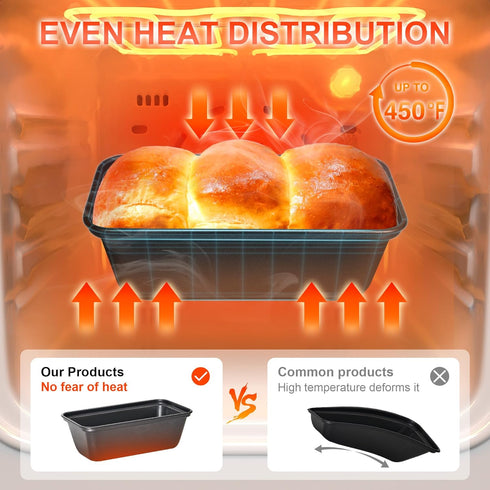 HONGBAKE Mini Loaf Pan for Baking Bread, 6 x 3.3 x 2 In Nonstick Small Banana Bread Tins Set of 3, Tiny Carbon Steel Meatloaf Pan - Dark Grey...