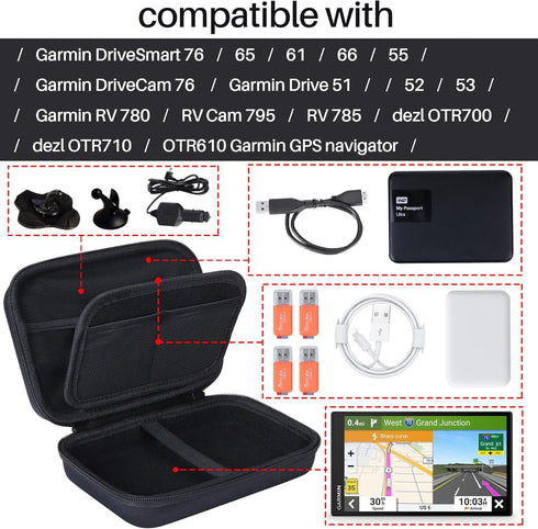 Hard Case Compatible with 5-7 Inch Garmin RV 780/785 RV Cam 795 dezl OTR700/OTR710/OTR610 Garmin DriveSmart 76/65/61/66/55 Garmin Drive 51/52/53 G...