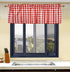 Buffalo Red and White Check Kitchen Window Valance 2 Pack Half Short Gingham Plaid Farmhouse Textured Short Window Drape Panel Home Decor Curtain ...