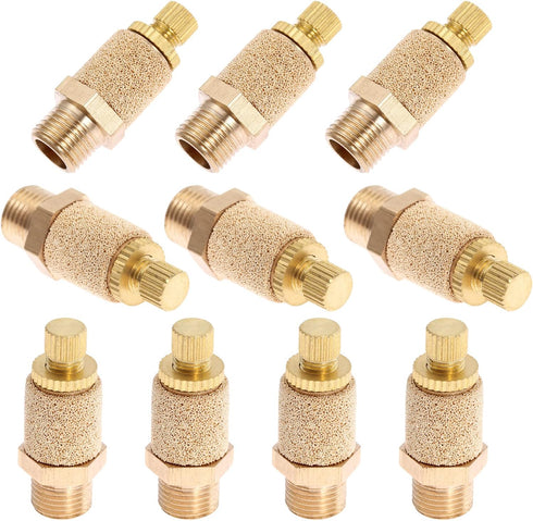 Mtsooning 10PCS Pneumatic Exhaust Muffler, 1/8" NPT Adjustable Brass Flow Control Silencer, Sintered Air Controller for Cylinders Solenoid Valves ...
