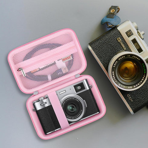 BOVKE Carrying Case Compatible with Fujifilm X100VI / X100V Digital Camera, Extra Mesh Pocket for Charging Cables, Pink...
