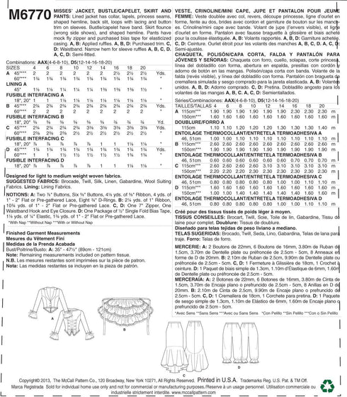 McCall's Pattern Company M6770 Misses' Jacket, Bustle/Capelet, Skirt and Pants Sewing Template, Size AAX (4-6-8-10)...