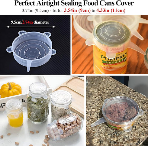 Adpartner Silicone Stretch Lids (10-Pack, 2.6in+3.74in), Reusable Silicone Pet Food Can Lids BPA-free Seal Can Covers for Yogurt Jars, Soda/Beer C...
