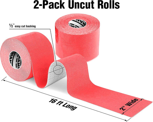 Hampton Adams | As Seen on Shark Tank | Elastic Kinesiology Tape (2-Pack) | Uncut Athletic Tape Supports & Protects Muscles Knees Shoulders & Plan...