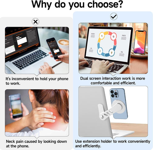 DK177 Magnetic Phone Holder for Laptop, Laptop or Desktop Monitor Side Mount Phone Mount Compatible with iPhone 15/14/13/12 Series MagSafe Cases, ...