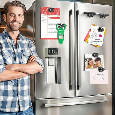 VNDUEEY 20Pcs Strong Fridge Magnets, Black Refrigerator Magnets, Magnetic Push Pin, Strong Whiteboard Magnets for Locker, Map, Kitchen, Office, Sc...