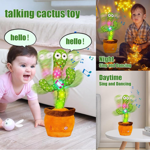 Dancing Cactus, Talking Cactus Toy, Dancing Cactus Mimicking Toy, Repeating and Recording What You Say, Cactus Baby Toy with LED, Repeat, Dance, R...