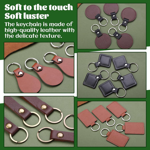 25 Pcs Leather Key Fob Kit, 5 Types PU Leather Key Fobs with Rivets and Keychain Ring, Diy Keychains Holder for Keychain Making Craft Working...