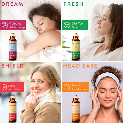 Wellness Essential Oil Roll On Gift Set - Relaxation Gifts for Women & Men - Head Comfort, Mood Booster, and Restful Sleep - Great Stocking Stuffe...