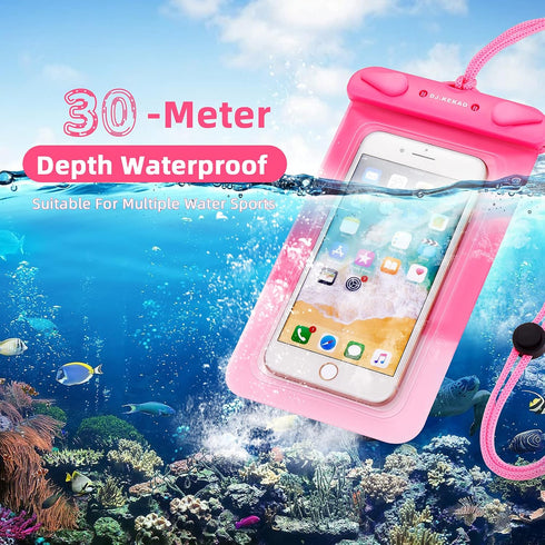 3 Pack Waterproof Float Phone Pouch with Neck Trap and Armband, Waterproof Phone case, Dry Bag Outdoor Beach Bag for iPhone, Samsung Galaxy, and O...