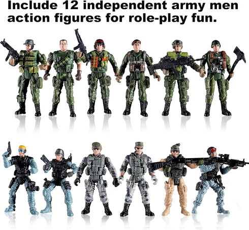 US Army Men and SWAT Team Toy Soldiers Action Figures with Military Weapons Accessories for Kids Boys Girls,12Pcs...