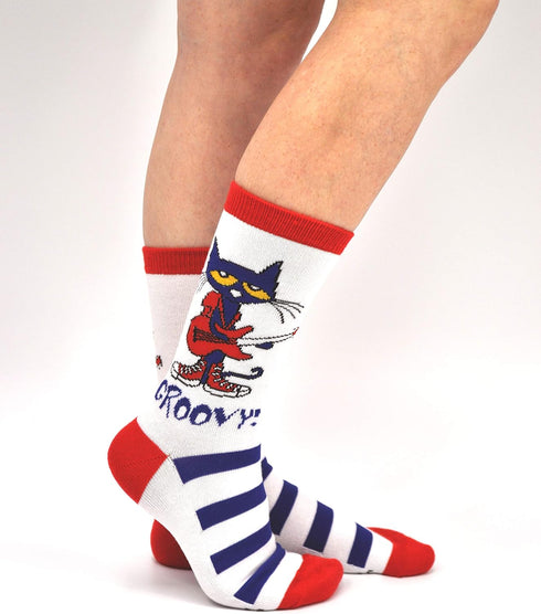 Pete the Cat Socks Gifts (Adult) (3 Pair) - (Women) Groovy Crew Socks - Fits Shoe Size: 4-10 (Ladies)...