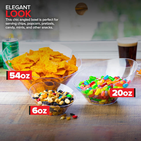 6oz Clear Plastic Serving Bowls (8 Pack) Small Disposable Candy Dishes, Buffet Containers for Chips, Popcorn, Snacks, Mints, Salad Bar, Snack Bowl...