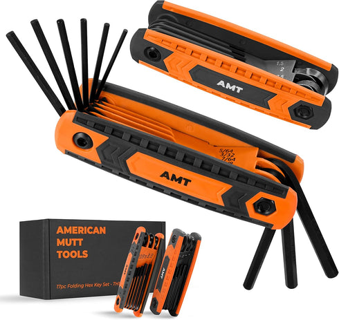 AMERICAN MUTT TOOLS 17pc Folding Allen Wrench Sets – SAE and Metric Allen Key Set – Hex Key Set, Allen Wrenches Sets, Metric Allen Wrenches Set...