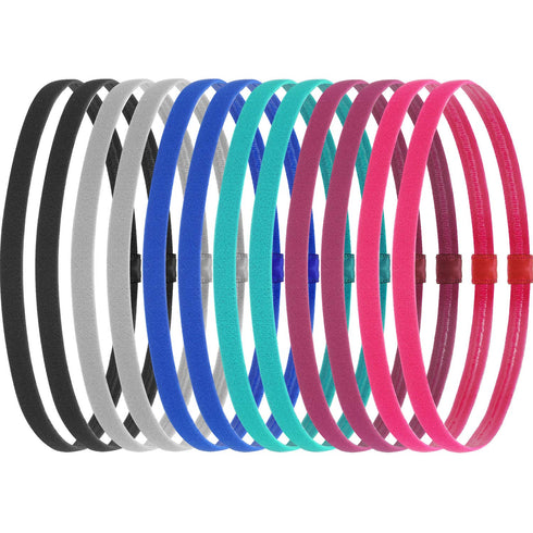 12 Pieces Thin Non-Slip Elastic Sport Headbands, Hair Bands with Non Slip Silicone Grip Exercise Hair Sweatbands for Men Women Football Basketball...