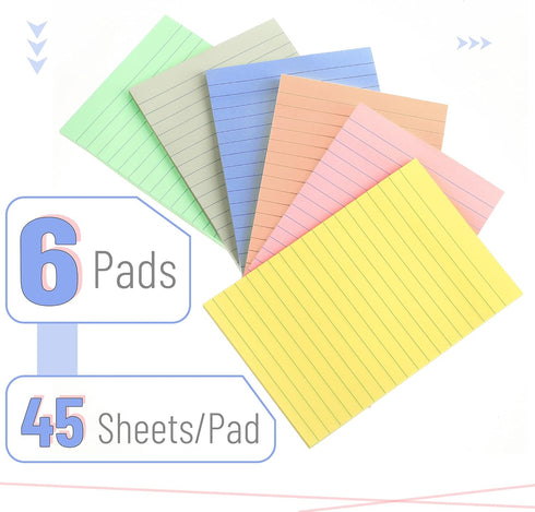 Mr. Pen- Lined Sticky Notes 4x6, 6 Pads, 45 Sheet/Pads, Morandi Colors, Sticky Notes with Lines, Sticky Note Pads, Sticky Pads, Sticky Notes Lined...