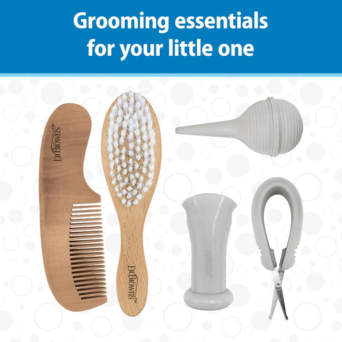 Dr. Brown's Baby Care Essentials Kit, Nail Scissors with Case, Nasal Aspirator, Cradle Cap Brush and Comb, BPA-Free...