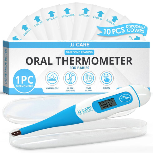 JJ CARE Oral Thermometer with LCD Display, Calibrated Oral Thermometer for Babies and Adults, 10 Seconds Fast Reading Oral Digital Thermometer for...