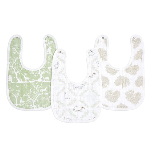 aden + anais Essentials Baby Bibs Soft & Absorbent 100% Muslin Cotton Adjustable Snap Bibs Set for Boys and Girls, 3 Pack, Harmony...