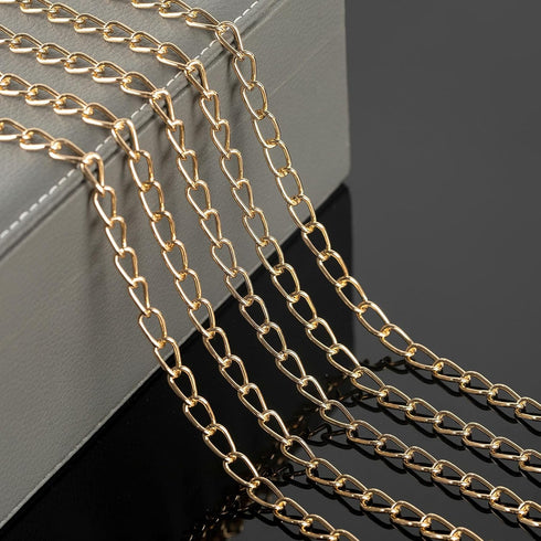 YOUBEIYEE 32.8 Feet Gold Plated Aluminum Jewelry Chains Bulk Twist Curb Link Chain Necklace Handmade DIY Jewelry Chain for Jewelry Making...