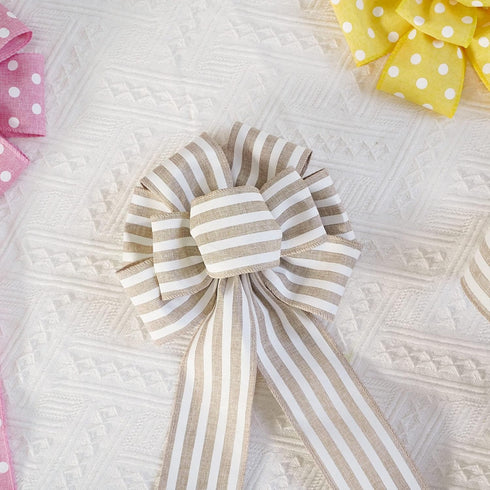 HUIHUANG Striped Burlap Ribbon Wired Grey White Stripe Rustic Wired Edge Ribbon 2.5 Inch X 10 Yards Grey Stripe Ribbon for Wreaths Crafts Gift Wra...