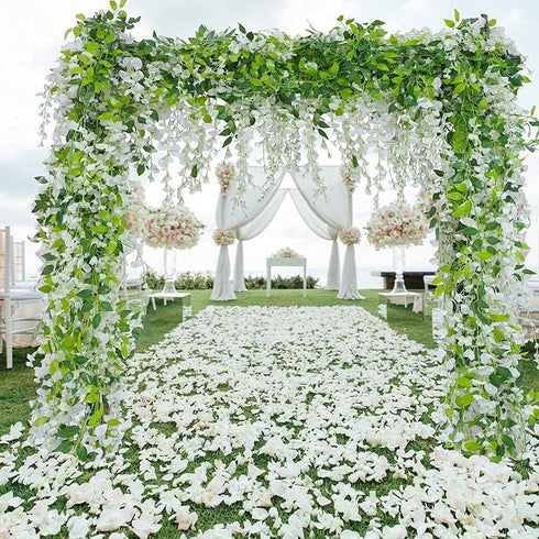 HANDIC Wisteria Garland 5pack 33Ft Artificial Fake Wisteria Vine Hanging Flowers Fake Vines Plants...