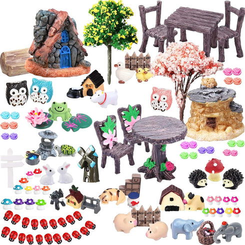 108 Pieces Miniatures Fairy Garden Accessories Outdoor, Fairy Garden Kit, Miniature Figurines, Fairy Garden Accessories, DIY Micro Landscape Ornam...