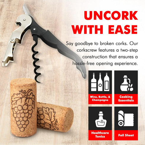 Chef Craft Select Waiters Corkscrew with Foil Cutter and Bottle Opener, 5 inches in Length, Stainless Steel/Black...