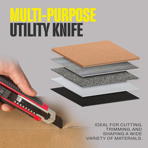 Berkling 18mm Retractable Utility Knife with 4x SK2H Snap Off Black Spare Blades (18mm 1 PACK)...