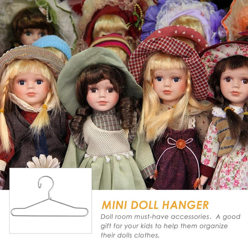 HEALLILY 20 Pcs Doll Clothes Hangers Dollhouse Miniature Wire Hangers, Metal Hangers for Doll Dress Necklaces (6.5CM Silver)...
