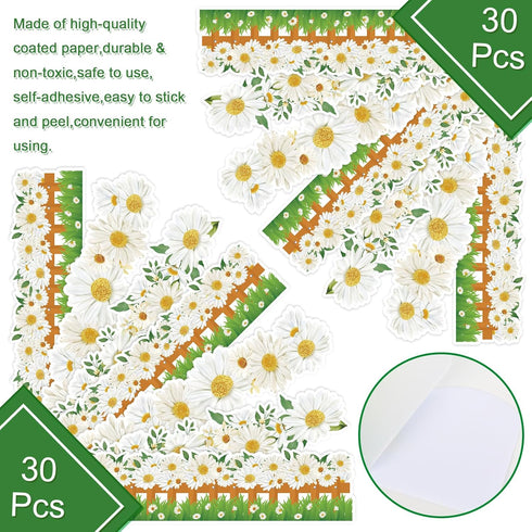 69Ft Spring Daisy Bulletin Board Border White Floral Flower Self-Adhesive Border Trim for School Classroom Chalkboard Office Party Decoration...