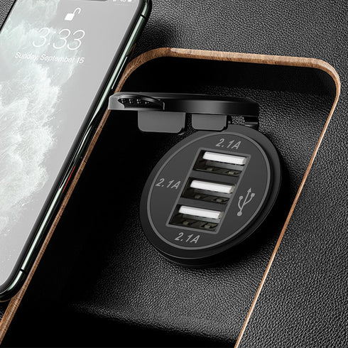 12V USB Outlet, 3 USB Charger Socket 12V/24V Car USB Charger Socket for Car Boat Marine Bus Truck Golf RV Motorcycle and More 1-Pack......