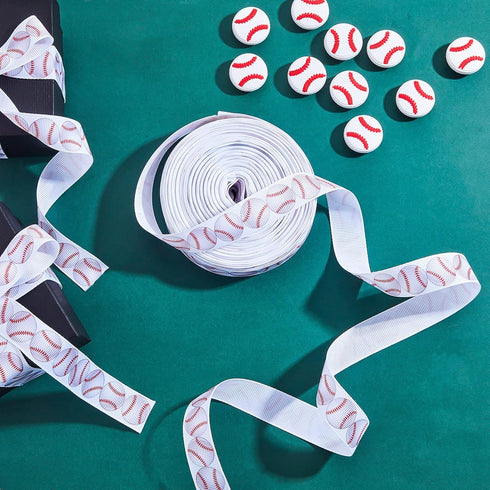 Baseball Ribbon Grosgrain Baseball Craft Ribbon Sports Ball Ribbon for Team Hair Bow Wreath Sport Lanyard Gift Wrapping Crafting Sewing Party Deco...
