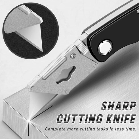 JETMORE 4 Pack Folding Utility Knife with Extra 10Pcs Blades, Box Cutters for Home, Office, Warehouse, Durable Razor Knife, Box Knife, Box Opener,...