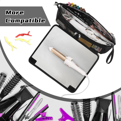 Ethereal 2-in-1 Hair Tools Travel Bag and Tinfoil Heat Resistant Mat for Flat Irons, Straighteners, Curling Iron, and Haircare Accessories, Hot Ha...