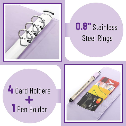 Mr. Pen- Leather Planner Binders, Composition Notebook Cover Refillable, Wallet Binder, 6 Ring (A5, Purple)...