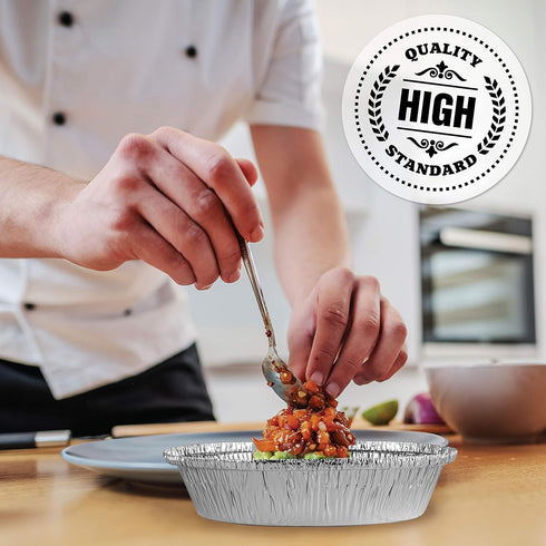 PLASTICPRO 7'' Inch Round Tin Foil Pans Disposable Aluminum, Freezer & Oven Safe - For Baking, Cooking, Storage, Roasting, & Reheating, Pack of 50...