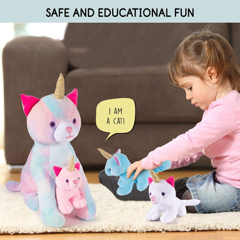 Stuffed Mommy Kitty Unicorn with 3 Kittens in her Tummy | Plush Unicorn Cat | Unicorn Stuffed Animals | Stuffed Animal Family | Stuffed Animal Mom...
