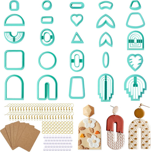TAINSKY Polymer Clay Cutters Set, 25 Shapes Clay Earring Cutters with 145 Earrings Accessories for Polymer Clay Jewelry Making...
