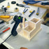 Mini Hot Glue Gun Holder with Glue Stick Organizer, 1 Hot Glue Gun Stand and 2 Storage Boxes, Wooden Hot Glue Gun Kit Storage Compartments, for DI...