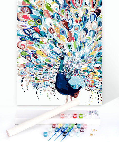 Slody Paint by Number for Adults Peacock Adult Paint by Number Kits on Rollded Canvas Colorful Animal Drawing Acrylic Beginner Paintwork DIY Craft...