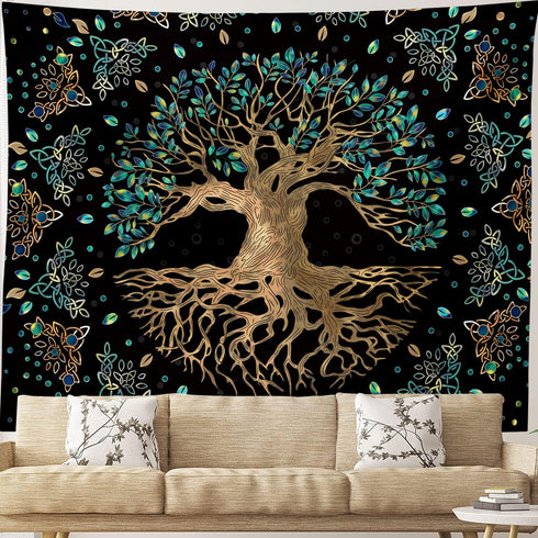 XGXL Life Tree Tapestry Wall Hanging - Bohemian Hippie Wishing Tree Tapestries Psychedelic Wall Carpet Mystic Aesthetic Wall Tapestry for Living R...