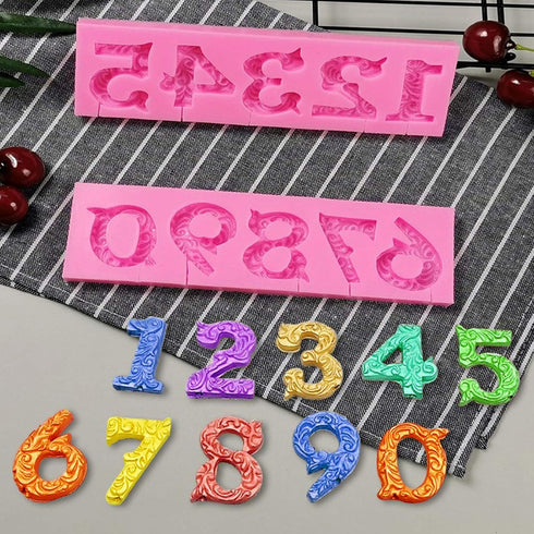 4 Pcs Silicone Mold, AIFUDA Letter, Number Silicone Molds and Number Molds with Happy Birthday Cake Decorations Symbols for DIY Cookies, Chocolate...