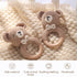 Wooden Baby Rattle Toddler Lovely Crochet Kahki Bear Ring Rattle, Newborn Animal Rattle Toys, Baby Toys for Baby and Infant Baby Soothing Toy...