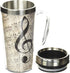 Spoontiques Insulated Travel Mug, 14oz - Double Wall Stainless & Acrylic Drink Cup with Twist Top Lid & Handle - Music...