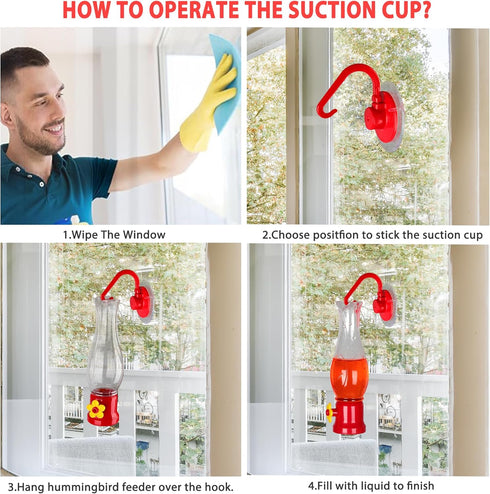 ORIENTOOLS Hummingbird Feeder 2Pack, Mini Hanging Flower Bird Feeders for Outdoors with 2 Window Mount Suction Cup Accessories, 1 Connector, 3.4 o...
