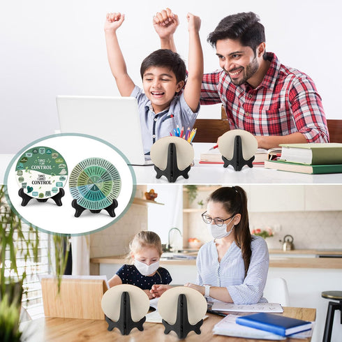2 Pcs Things I Can Control Therapy Office Desk Decor with Black Base Calming Emotions Wheel Chart Mental Health Decor Feelings Psychology Decor fo...
