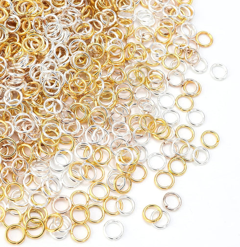 1000 Pcs 5mm Open Jump Rings Silver, Gold and Rose Gold Plated Jump Rings for Jewelry Making Iron Made Single Ring Bulk for DIY Craft Earring Neck...