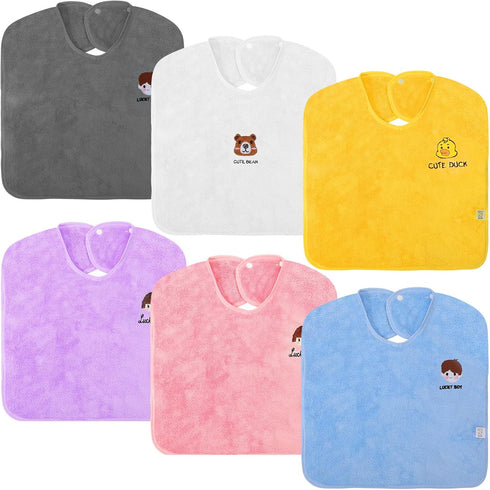 6 Pcs 20 x 16 Inch Baby Bibs with Snaps Unisex Toddler Bibs for Feeding Water Absorbent Bibs Adjustable Toddler Soft Bib for Baby Toddler Drooling...