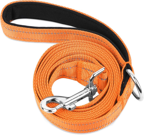 Double-Sided Reflective Nylon Dog Leash, 4 FT/5 FT/6 FT, Soft Padded Handle Heavy Duty Dogs Leashes with D Ring for Medium and Large Dogs Walking ...